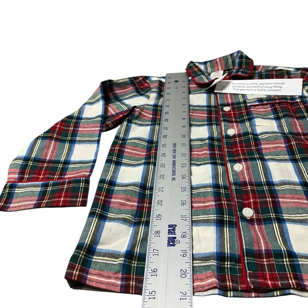Crewcuts Plaid‎ Button Front Pajama Top Boys 6–7 Cozy Sleepwear